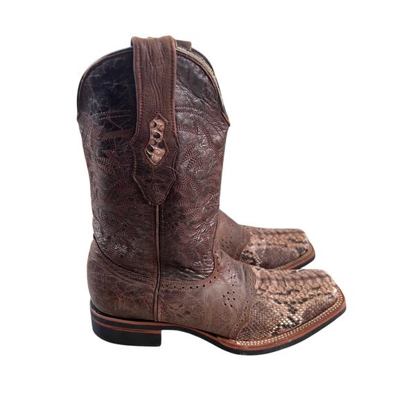 Los Altos Boots Genuine Python Brown Square Toe Size 9 EE 6682 Cowboy Western main image 10